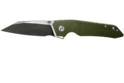 Bestech Barracuda BG15B-2 Black Stonewash Satin, Green G10, Couteau De Poche
