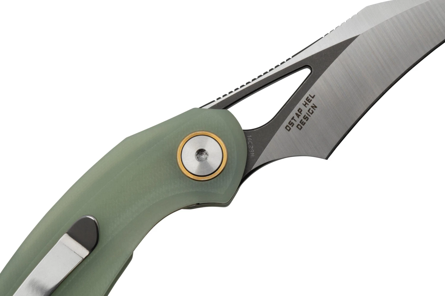 Bestech Bihai Grey DLC Stonewashed Satin, Jade G10 BG53F Couteau De Poche, Ostap Hel Design 7 Bestech Bihai Grey DLC Stonewashed Satin, Jade G10 BG53F Couteau De Poche, Ostap Hel Design – Image 5