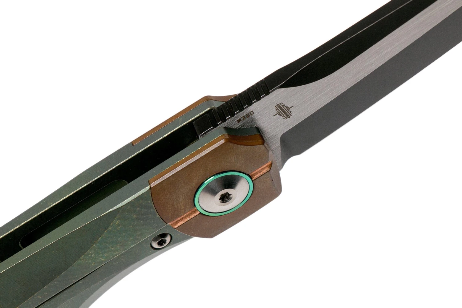 Bestech Thyra BT2106E Green Stonewashed Titanium, Copper Bolster, Two Tone Black Couteau De Poche, Kombou Design 8 Bestech Thyra BT2106E Green Stonewashed Titanium, Copper Bolster, Two Tone Black Couteau De Poche, Kombou Design – Image 6