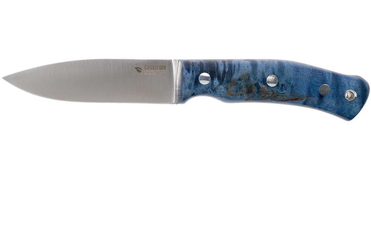 Casström No.10 Swedish Forest Knife Blue Curly Birch 14C28N Flat Grind 13119 3 Casström No.10 Swedish Forest Knife Blue Curly Birch 14C28N Flat Grind 13119
