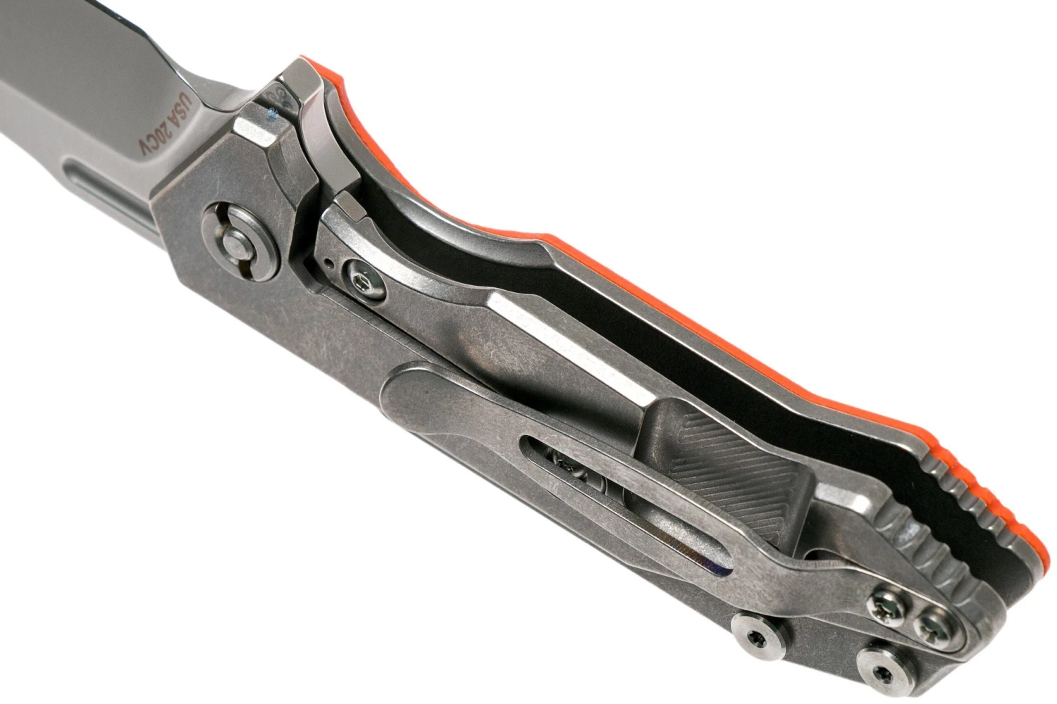 Rick Hinderer Half Track Gen 2, Spearpoint 20CV, Orange G10, Couteau De Poche 7 Rick Hinderer Half Track Gen 2, Spearpoint 20CV, Orange G10, Couteau De Poche – Image 5