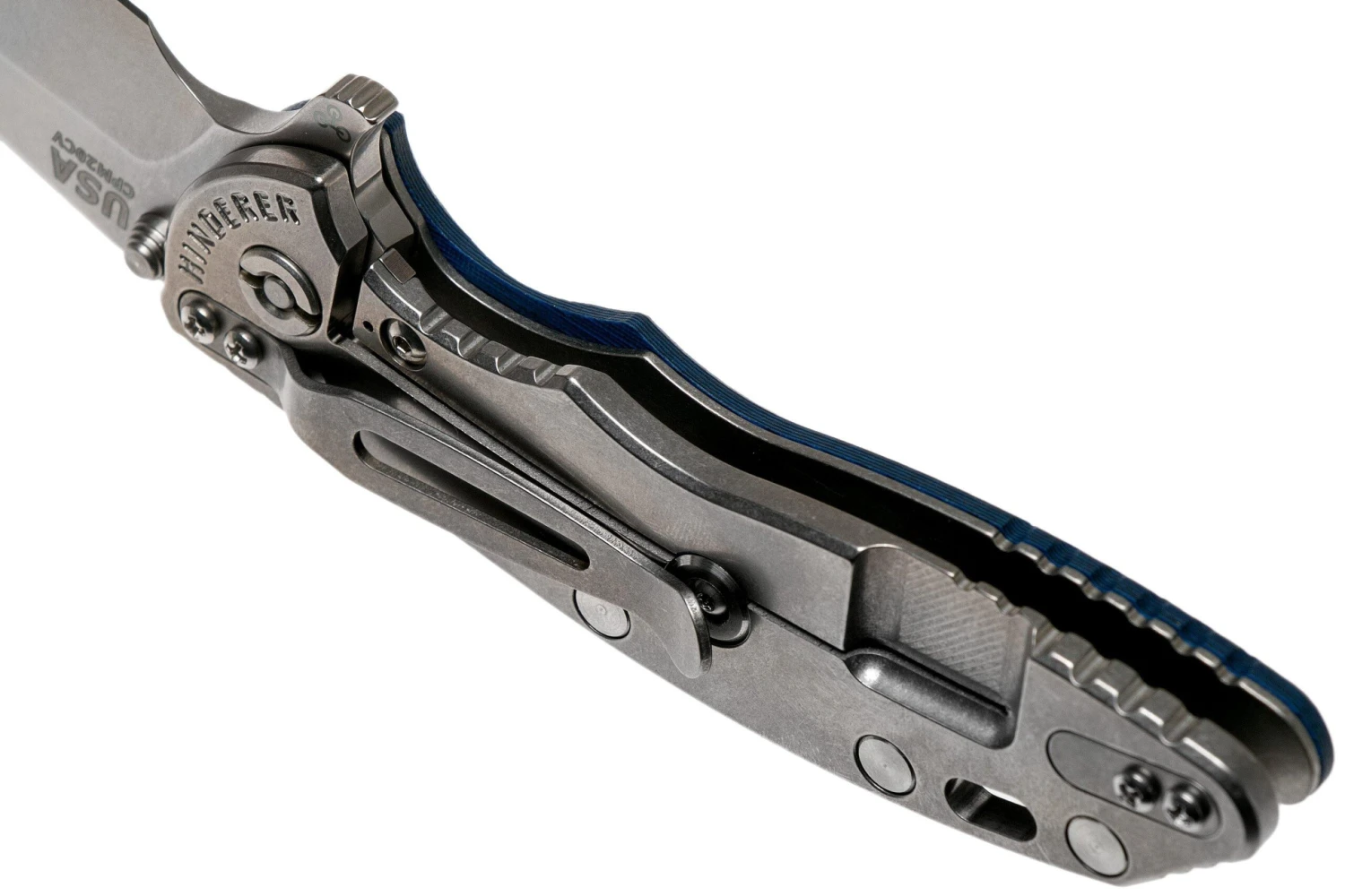 Rick Hinderer XM-18 3.5" Spanto 20CV, Black Blue G10 Couteau De Poche 7 Rick Hinderer XM-18 3.5" Spanto 20CV, Black Blue G10 Couteau De Poche – Image 5