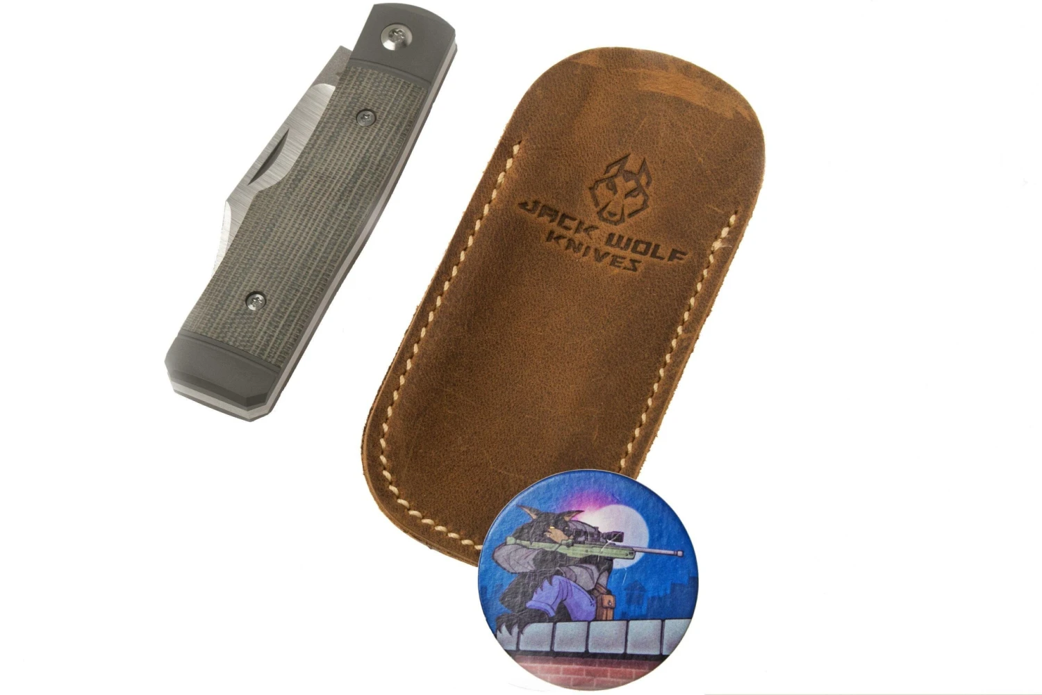 Jack Wolf Sharpshooter Jack, OD Green Canvas Micarta SHSH-MOD Couteau De Poche Slipjoint 10 Jack Wolf Sharpshooter Jack, OD Green Canvas Micarta SHSH-MOD Couteau De Poche Slipjoint – Image 8