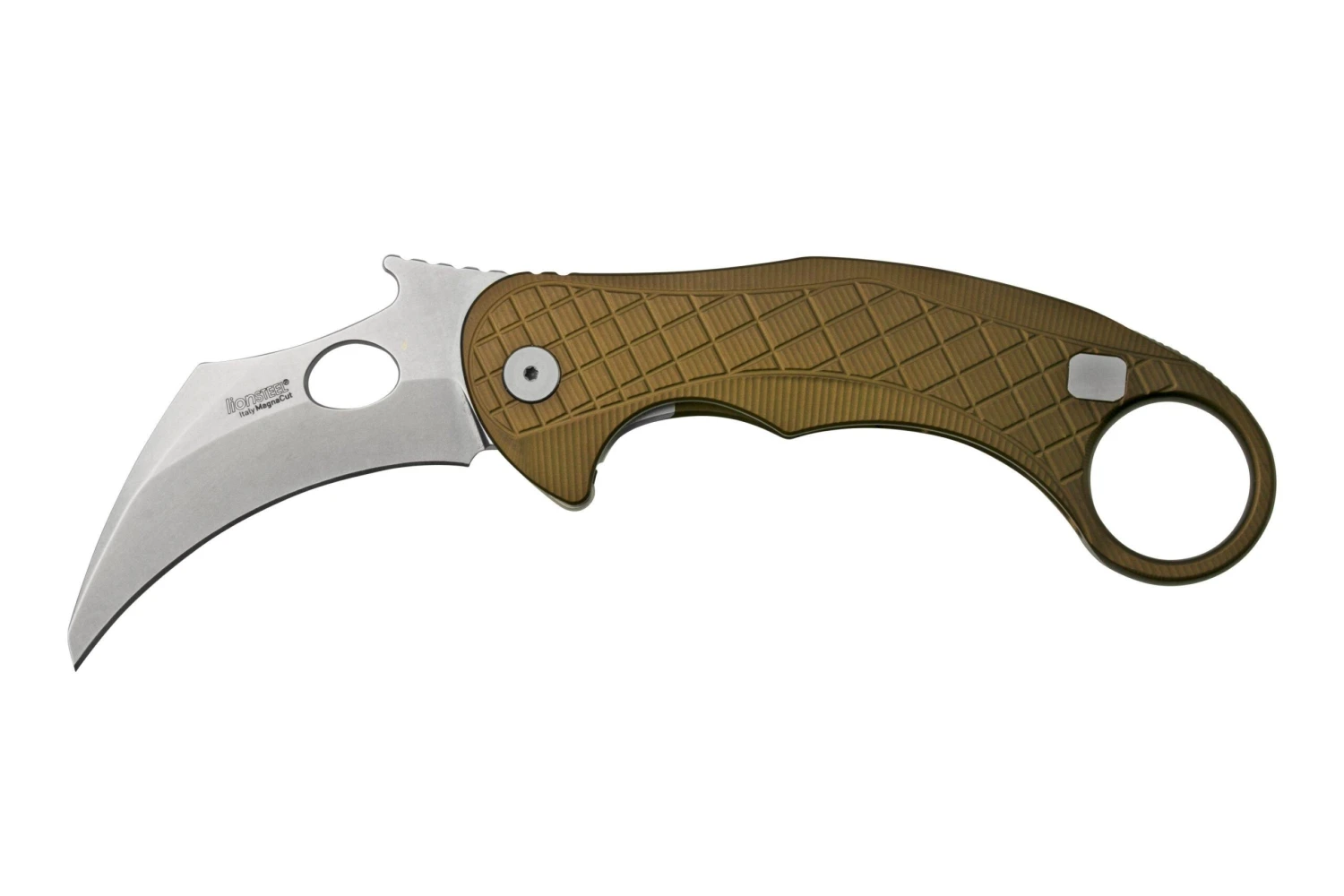LionSteel L.E.One LE1-A-GS MagnaCut, Satin, Green Aluminium, Couteau De Poche Karambit 3 LionSteel L.E.One LE1-A-GS MagnaCut, Satin, Green Aluminium, Couteau De Poche Karambit