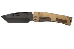 Medford Marauder H S35VN Black PVD Tanto Blade, Titanium Bronze Faced Flat Handle, Bronze Hardware, Couteau De Poche
