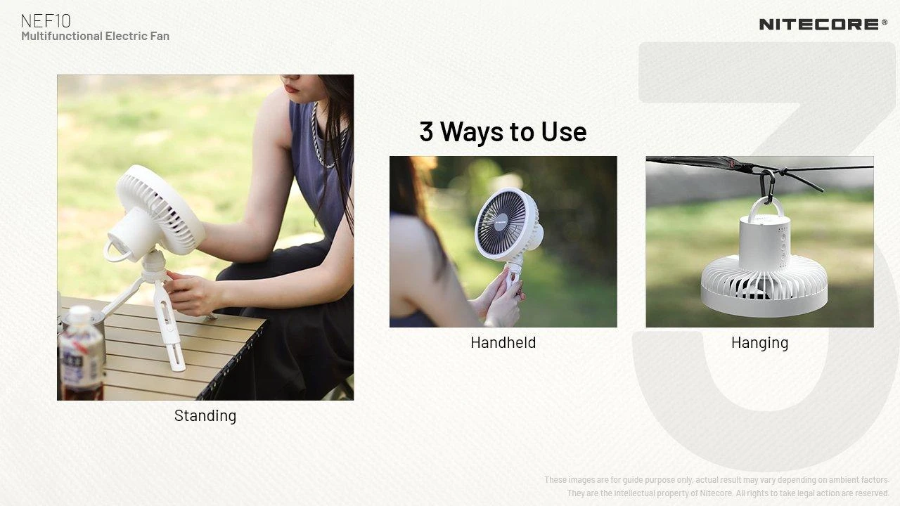 Nitecore NEF10 Portable Fan, Gris, Ventilateur Avec Lampe Et Powerbank 4 Nitecore NEF10 Portable Fan, Gris, Ventilateur Avec Lampe Et Powerbank – Image 2