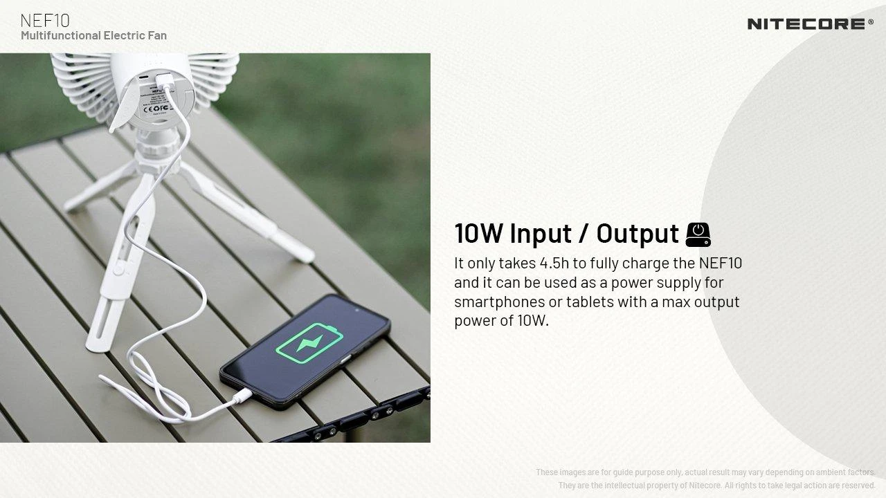 Nitecore NEF10 Portable Fan, Gris, Ventilateur Avec Lampe Et Powerbank 5 Nitecore NEF10 Portable Fan, Gris, Ventilateur Avec Lampe Et Powerbank – Image 3