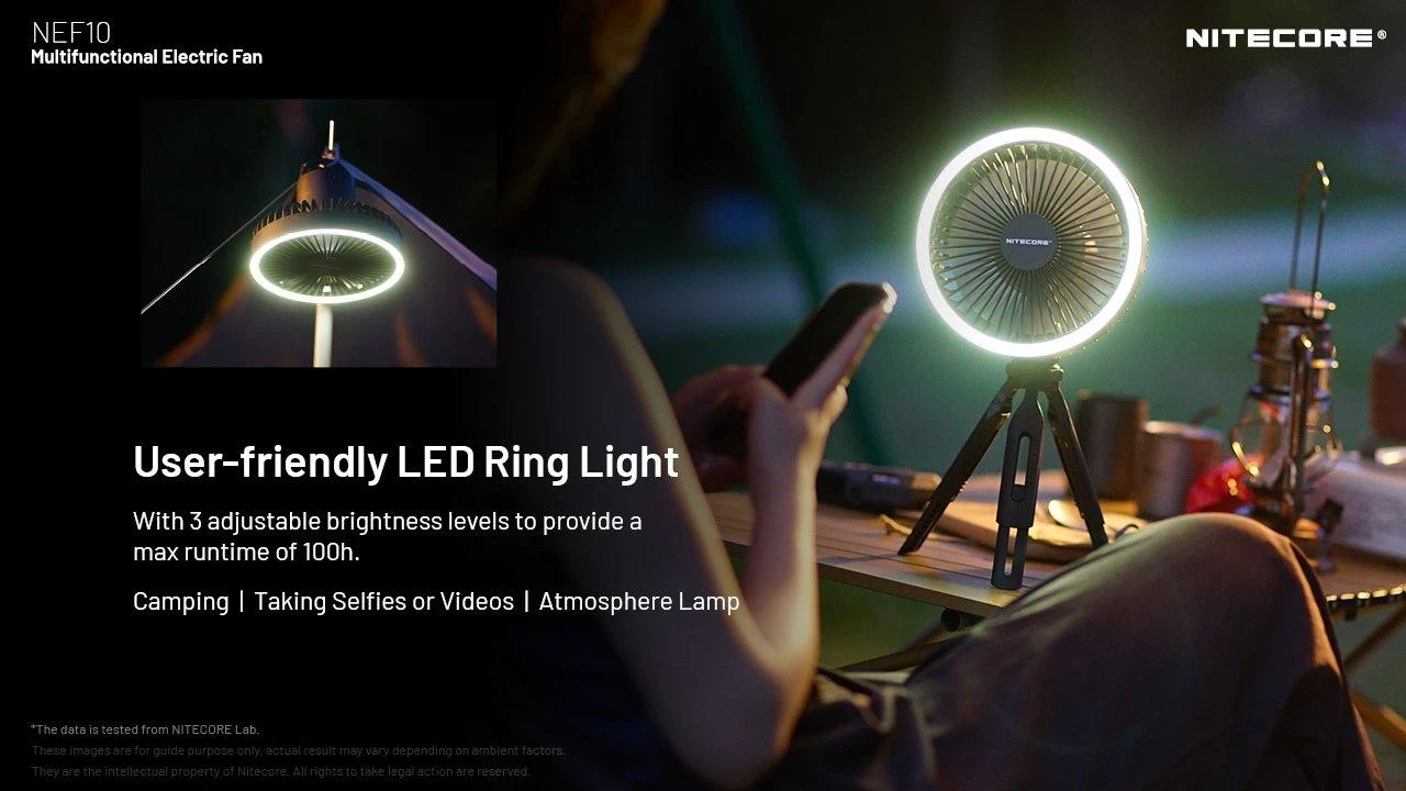 Nitecore NEF10 Portable Fan, Gris, Ventilateur Avec Lampe Et Powerbank 6 Nitecore NEF10 Portable Fan, Gris, Ventilateur Avec Lampe Et Powerbank – Image 4