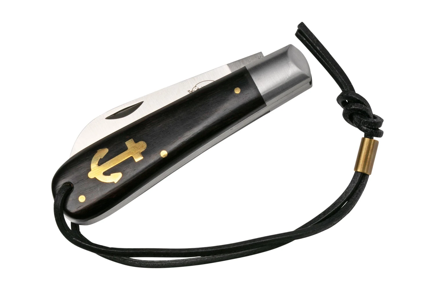 Otter Anchor Knife SET 173 Large Stainless, Grenadilla, Brass Anchor, Leather Strap Couteau De Poche 8 Otter Anchor Knife SET 173 Large Stainless, Grenadilla, Brass Anchor, Leather Strap Couteau De Poche – Image 6