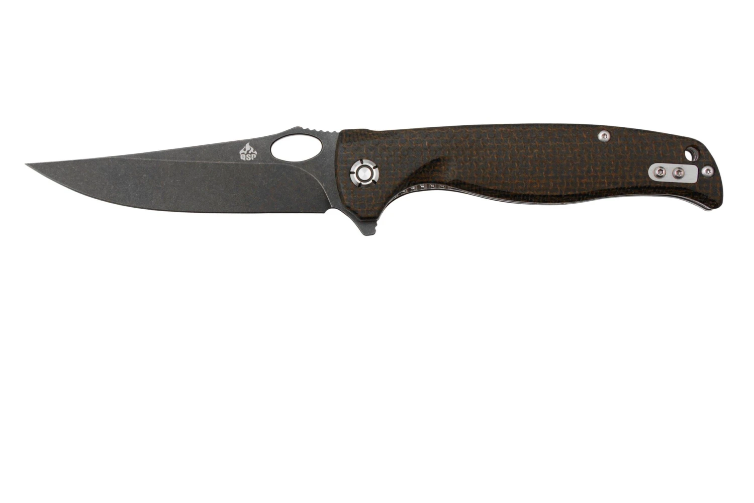 QSP Knife Gavial, QS126-D2 Blackwashed D2, Dark Brown Micarta Couteau De Poche 3 QSP Knife Gavial, QS126-D2 Blackwashed D2, Dark Brown Micarta Couteau De Poche