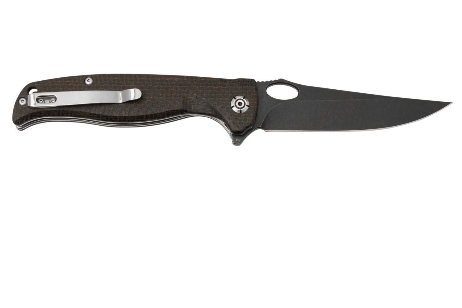 QSP Knife Gavial, QS126-D2 Blackwashed D2, Dark Brown Micarta Couteau De Poche 4 QSP Knife Gavial, QS126-D2 Blackwashed D2, Dark Brown Micarta Couteau De Poche – Image 2