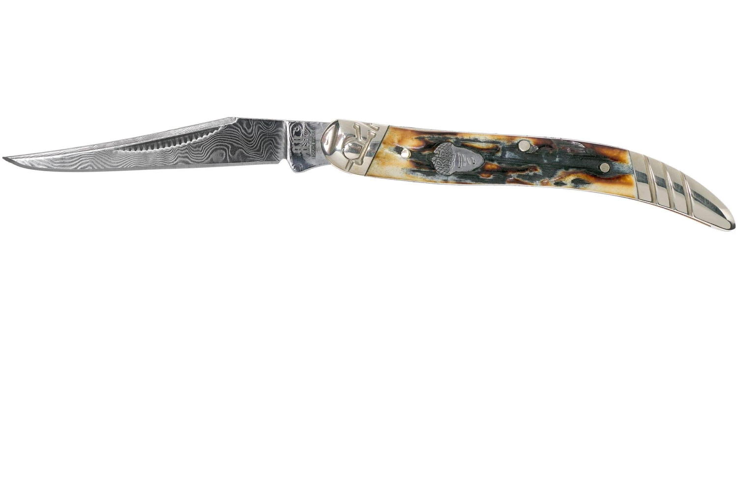 Rough Ryder Toothpick Cinnamon Stag RR2154 Damascus Slipjoint Couteau De Poche 3 Rough Ryder Toothpick Cinnamon Stag RR2154 Damascus Slipjoint Couteau De Poche