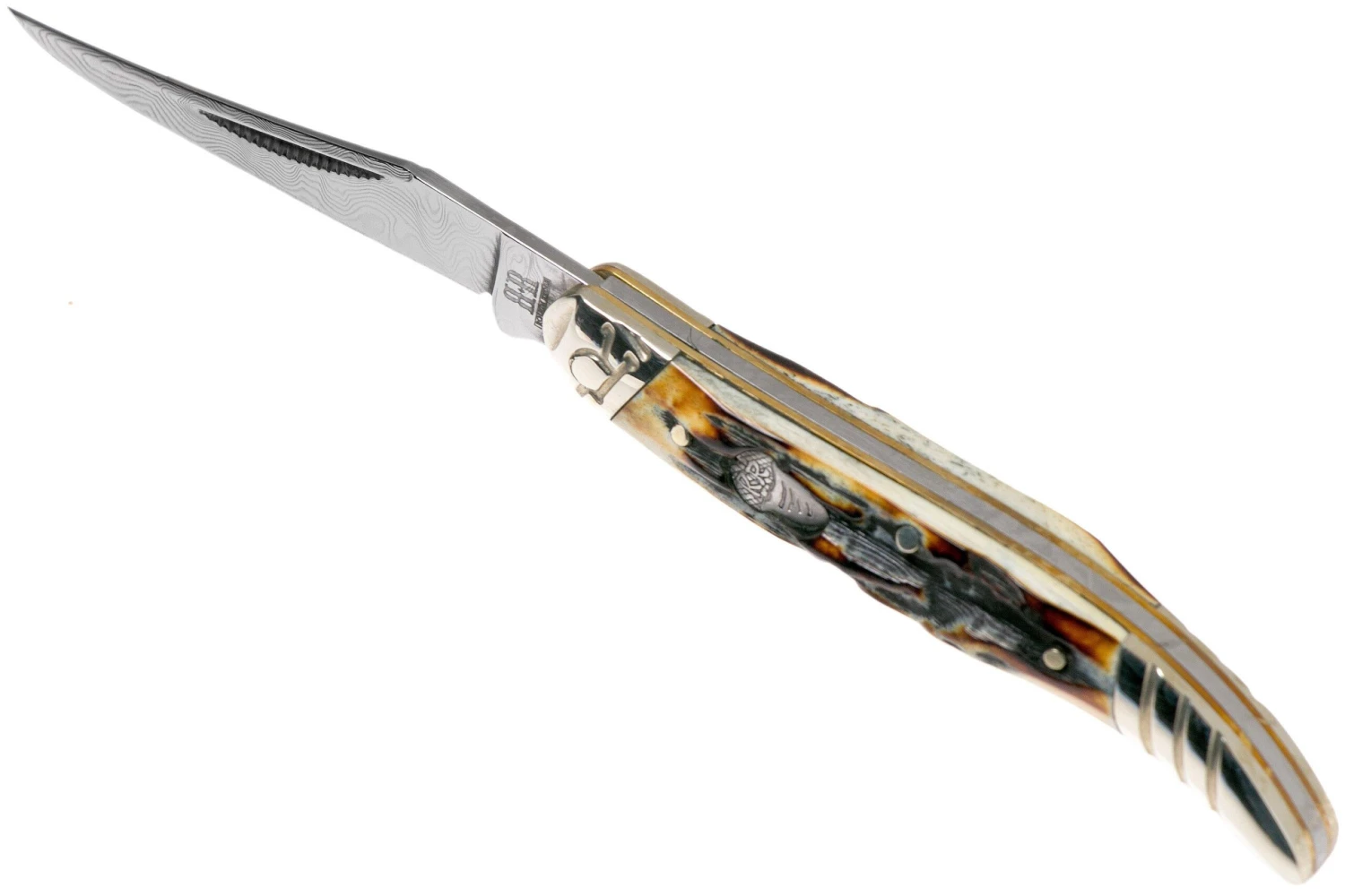 Rough Ryder Toothpick Cinnamon Stag RR2154 Damascus Slipjoint Couteau De Poche 7 Rough Ryder Toothpick Cinnamon Stag RR2154 Damascus Slipjoint Couteau De Poche – Image 5