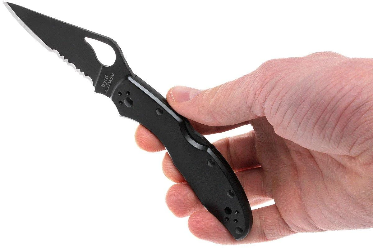 Spyderco Byrd Meadowlark Black 04BKPS2 Partly Serrated Couteau De Poche 10 Spyderco Byrd Meadowlark Black 04BKPS2 Partly Serrated Couteau De Poche – Image 8