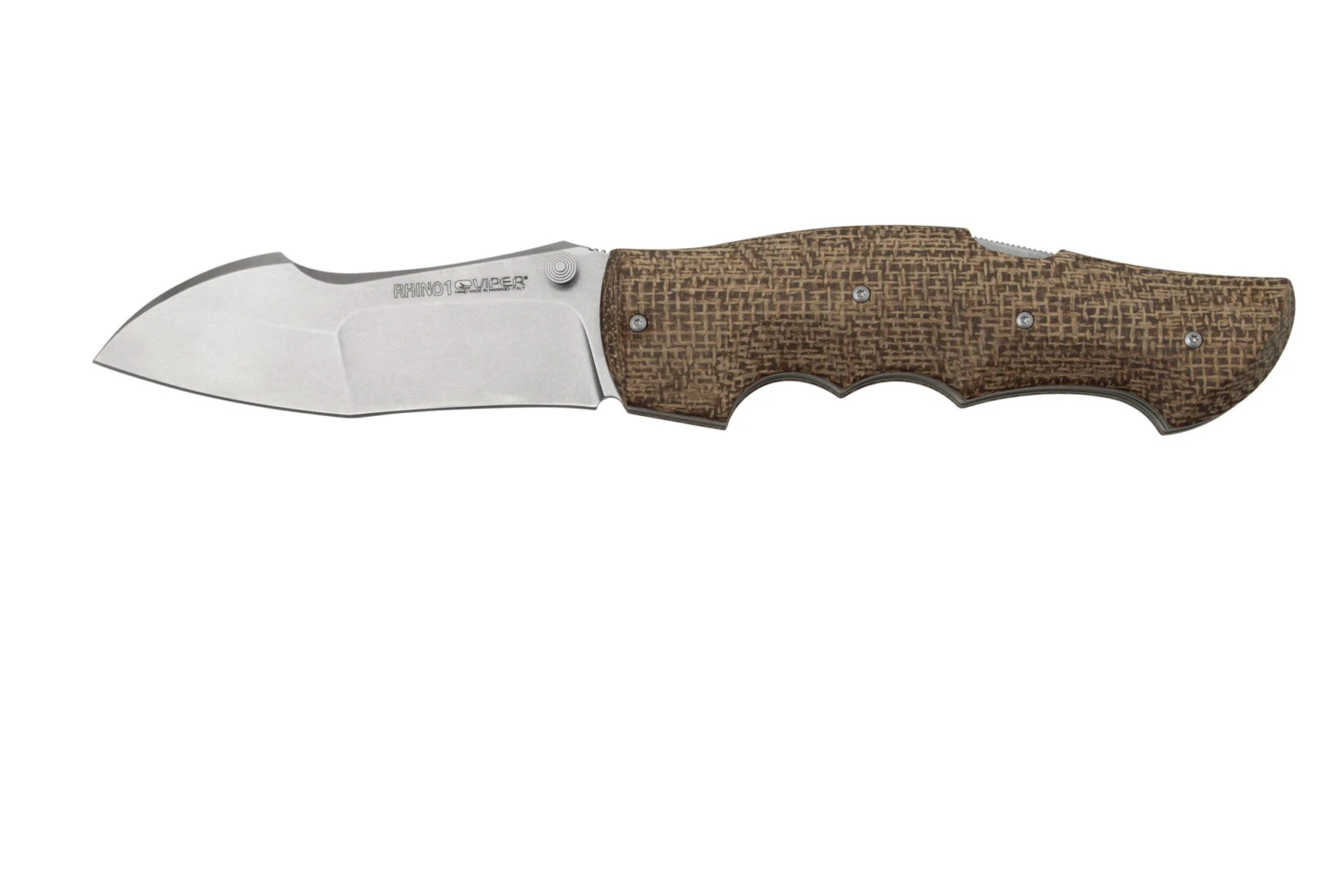 Viper Rhino 1, V5903IM, Stonewash Elmax, Couteau De Poche Brown Burlap Micarta, Fabrizio Silvestrelli Design 3 Viper Rhino 1, V5903IM, Stonewash Elmax, Couteau De Poche Brown Burlap Micarta, Fabrizio Silvestrelli Design