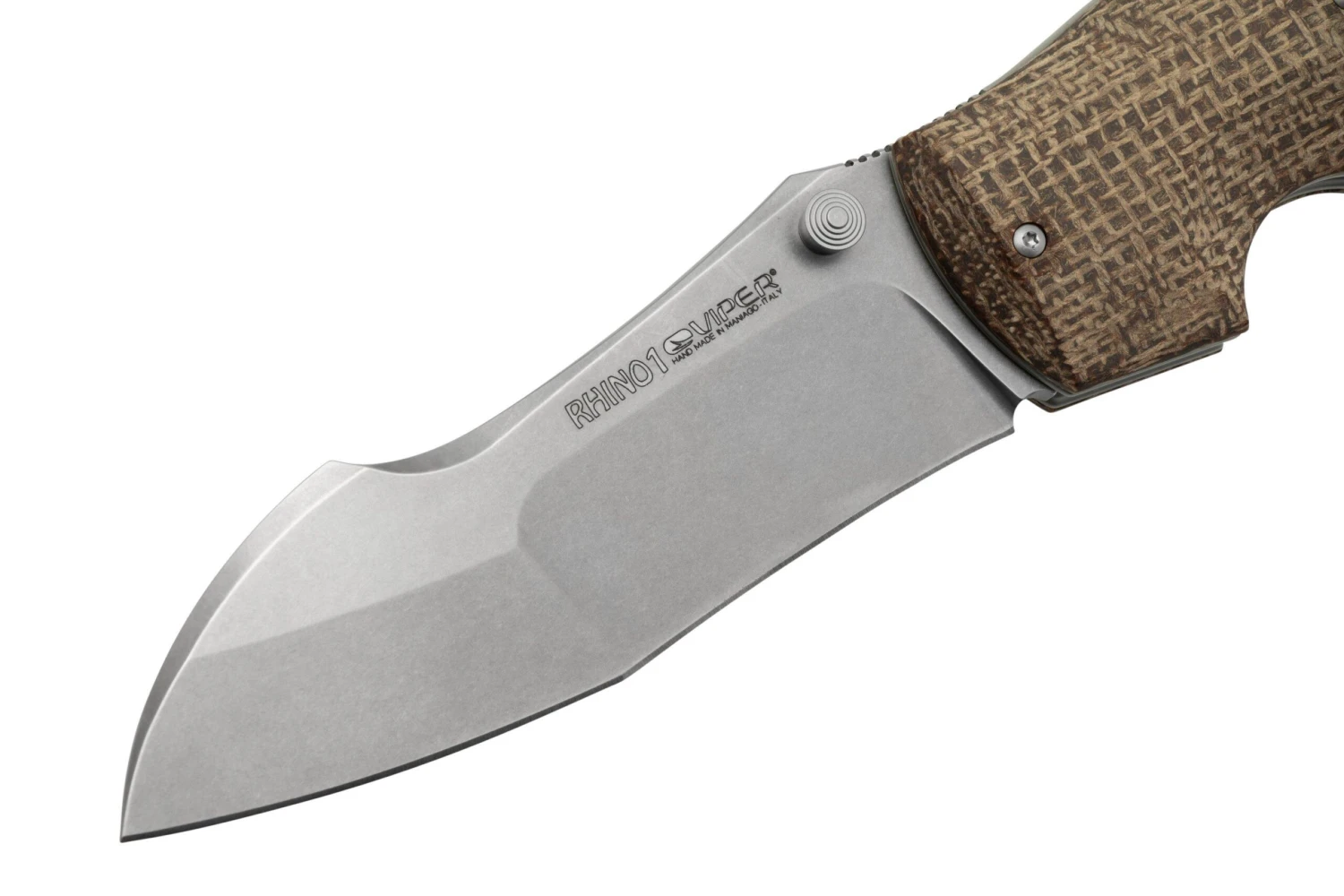 Viper Rhino 1, V5903IM, Stonewash Elmax, Couteau De Poche Brown Burlap Micarta, Fabrizio Silvestrelli Design 5 Viper Rhino 1, V5903IM, Stonewash Elmax, Couteau De Poche Brown Burlap Micarta, Fabrizio Silvestrelli Design – Image 3