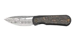 WE Knife Baloo WE21033-DS1 Damasteel, Black Titanium/Grey Carbonfiber, Couteau De Poche